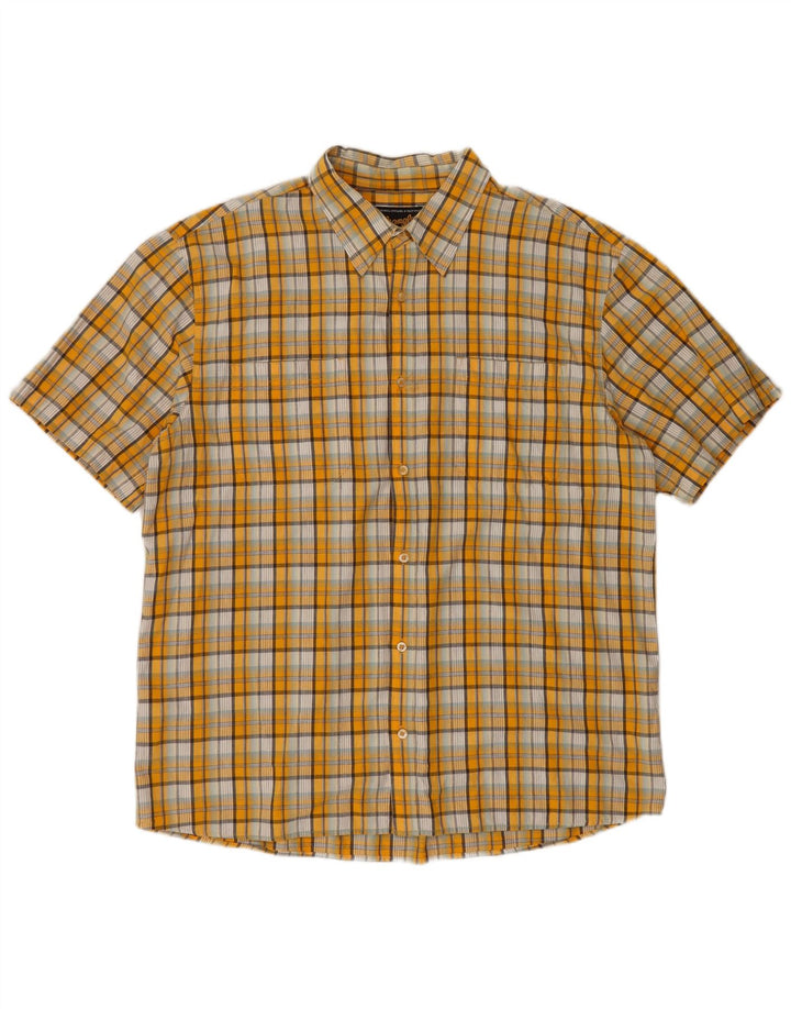 Wrangler Herren-Kurzarmhemd 2XL, gelb karierte Baumwolle