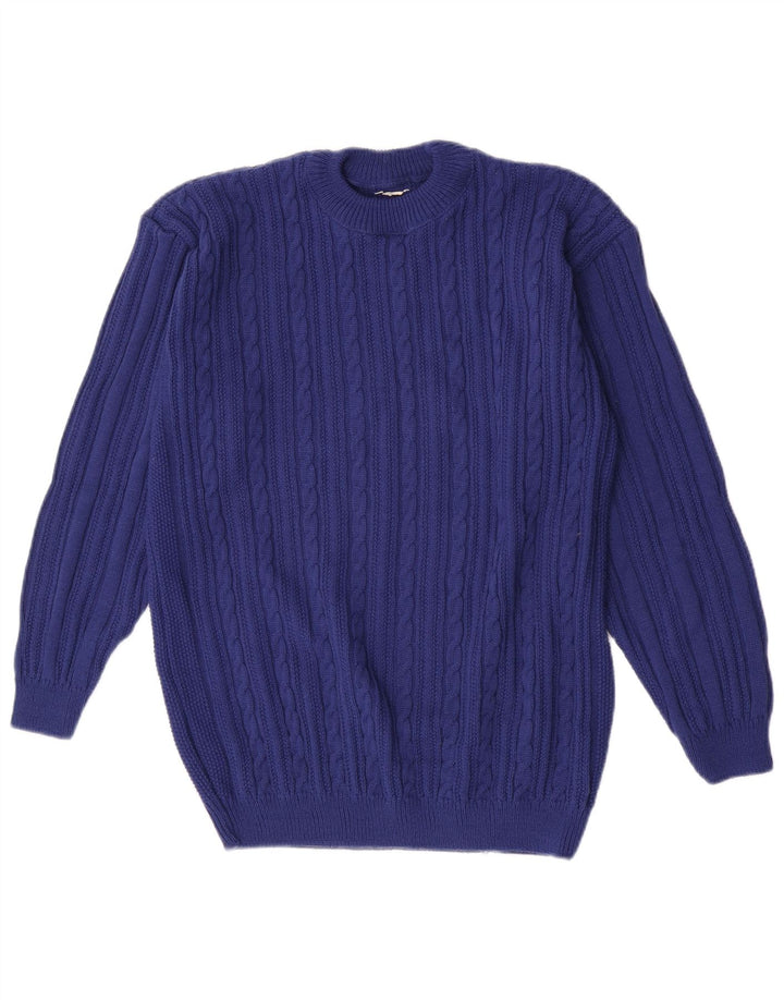 Vintage Herren Pullover mit Rundhalsausschnitt Mittelblau