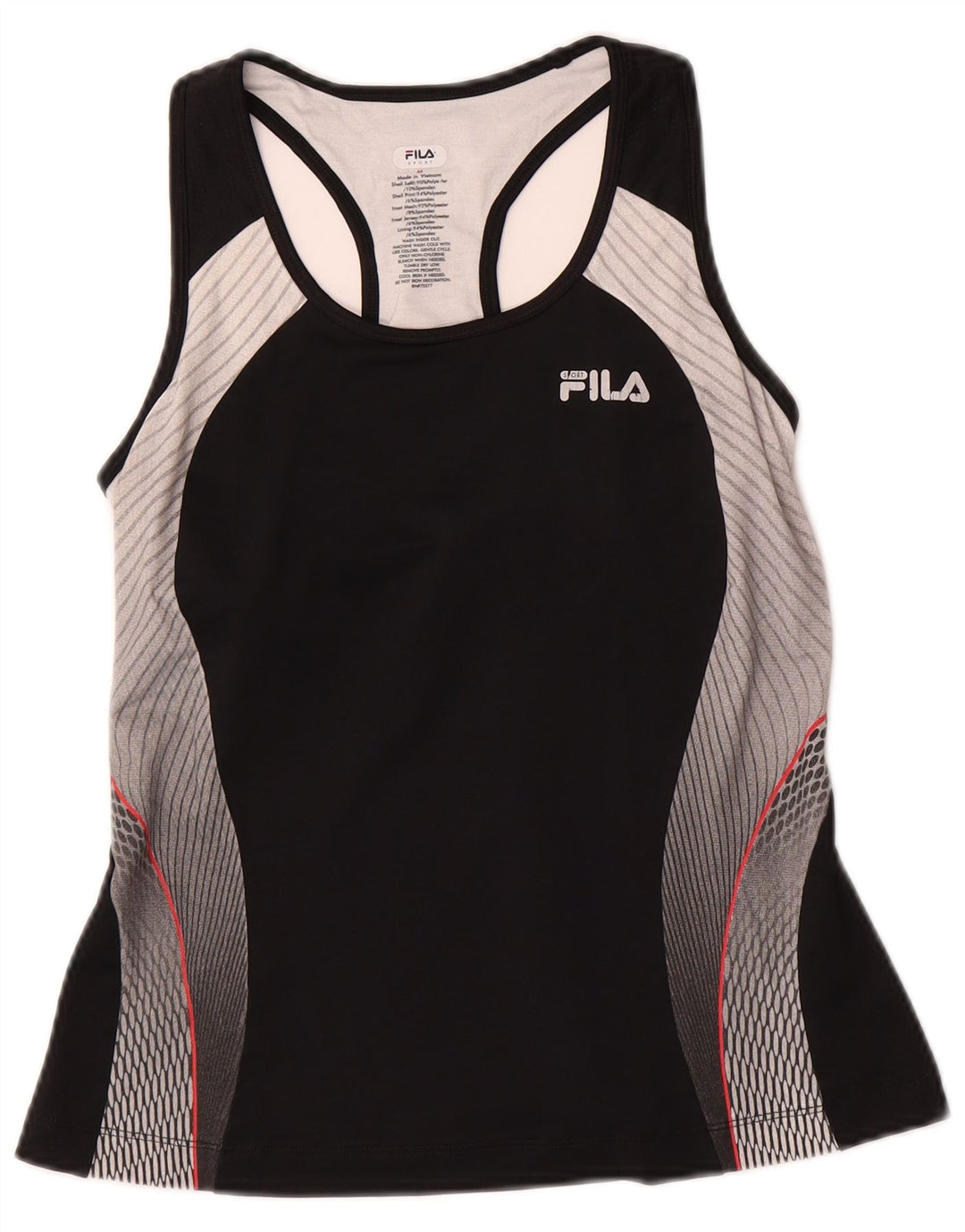 FILA Damen-Trägershirt UK 12 Mittelschwarzes Colourblock-Polyester