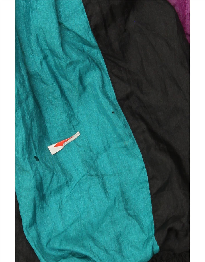 Vintage Herren-Trainingsanzug-Top-Jacke, mittelgroßes schwarzes Colourblock-Nylon