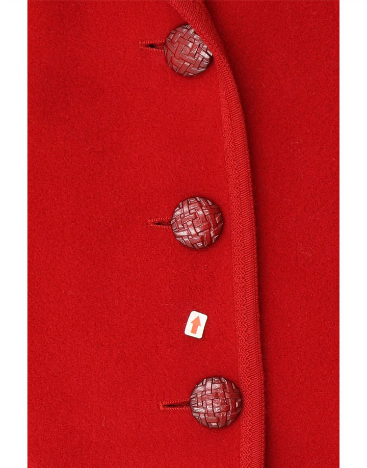 Genny Damen-Blazer mit 3 Knöpfen, übergroß, UK 10, kleine rote Wolle
