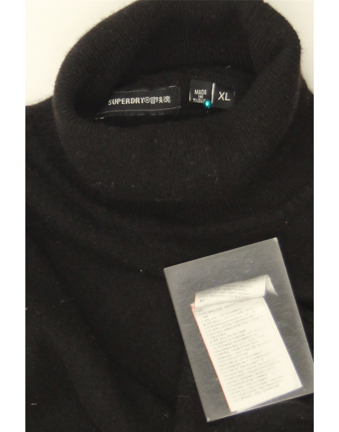 Superdry Herren-Pullover mit Rollkragen, XL, schwarze Wolle