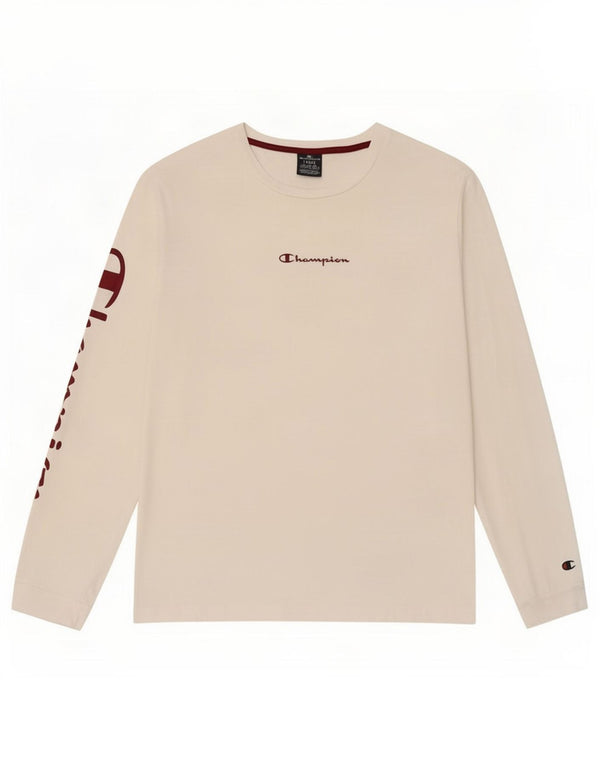 Champion Womens Graphic Top Langarm UK 16 Large Weiße Baumwolle