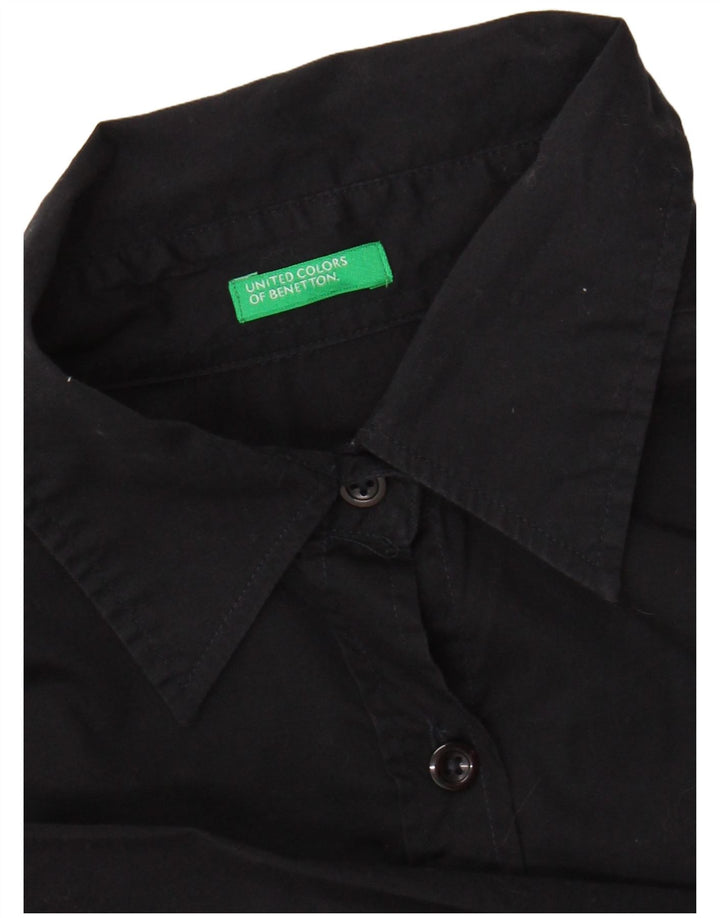 BENETTON Damen-Hemd UK 12 Medium Schwarz