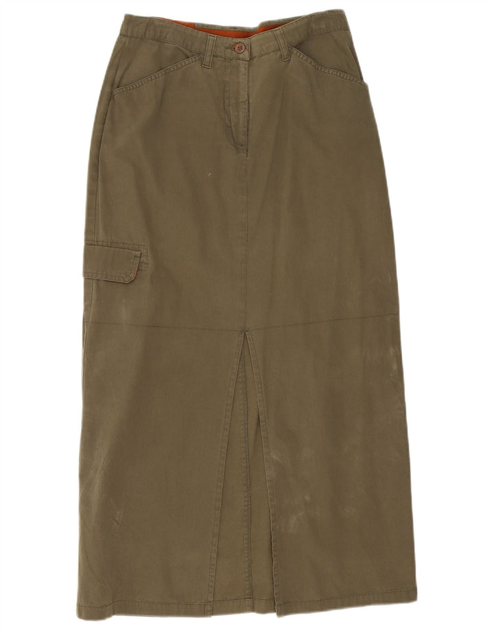 Vintage Damen Maxi Cargo Rock EU 36 Small W28 Khaki Baumwolle