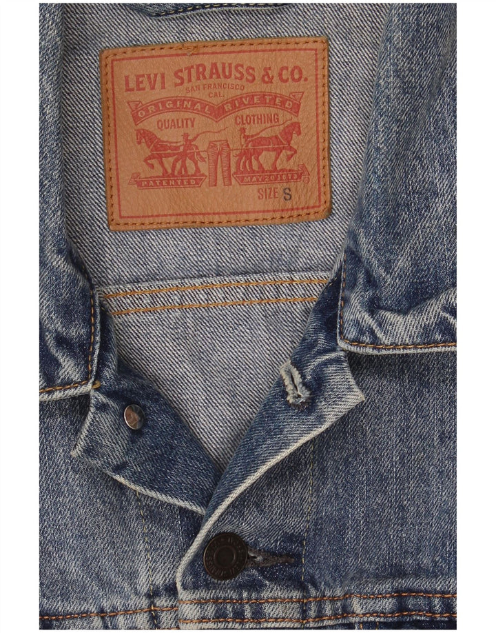 Levi's Damen Jeansjacke UK 10 Small Blaue Baumwolle