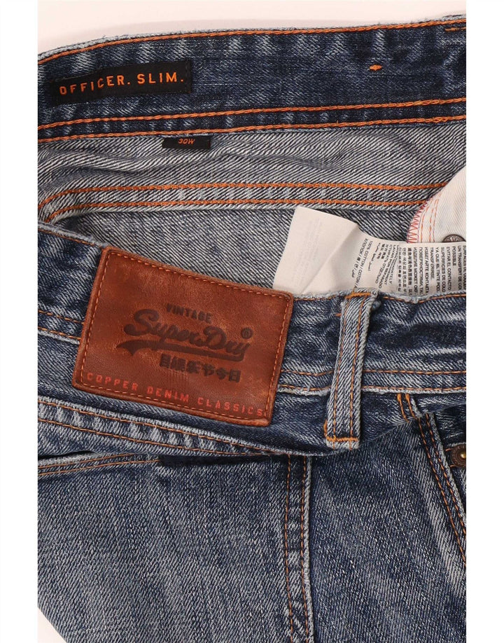 Superdry Herren-Jeansshorts mit schmaler Passform, W30, mittelblaue Baumwolle