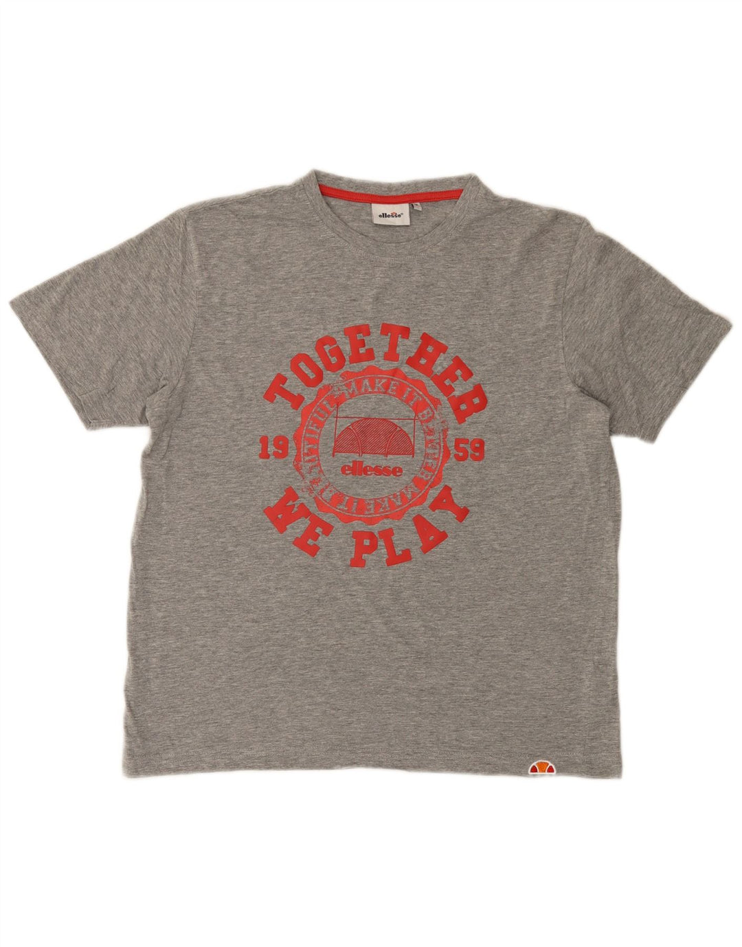 Ellesse Herren-T-Shirt mit Grafik, mittelgraue Baumwolle