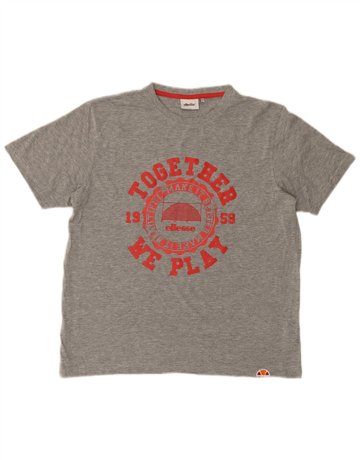 Ellesse Herren-T-Shirt mit Grafik, mittelgraue Baumwolle