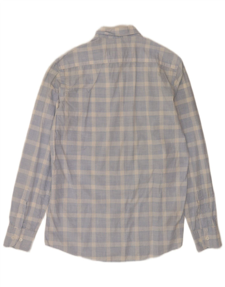 Massimo Dutti Herrenhemd aus mittelblau karierter Baumwolle
