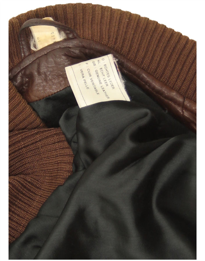 Vintage Herren-Lederjacke mit lockerer Passform, EU 48, mittelbraunes Leder