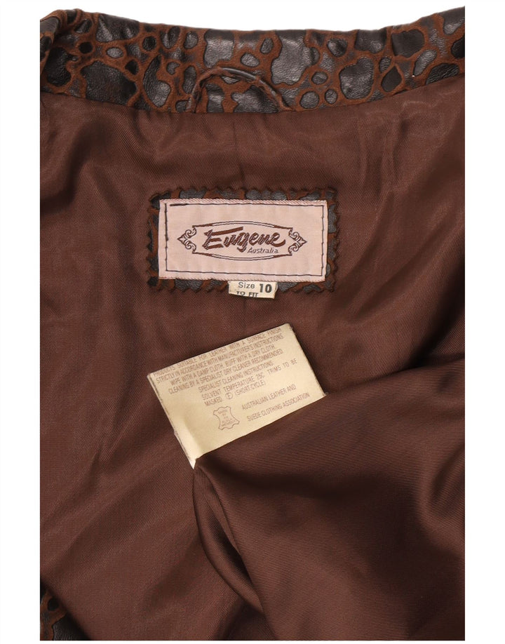 Eugene Damen-Zweireiher-Blazerjacke, US 10, großes braunes Tiermuster