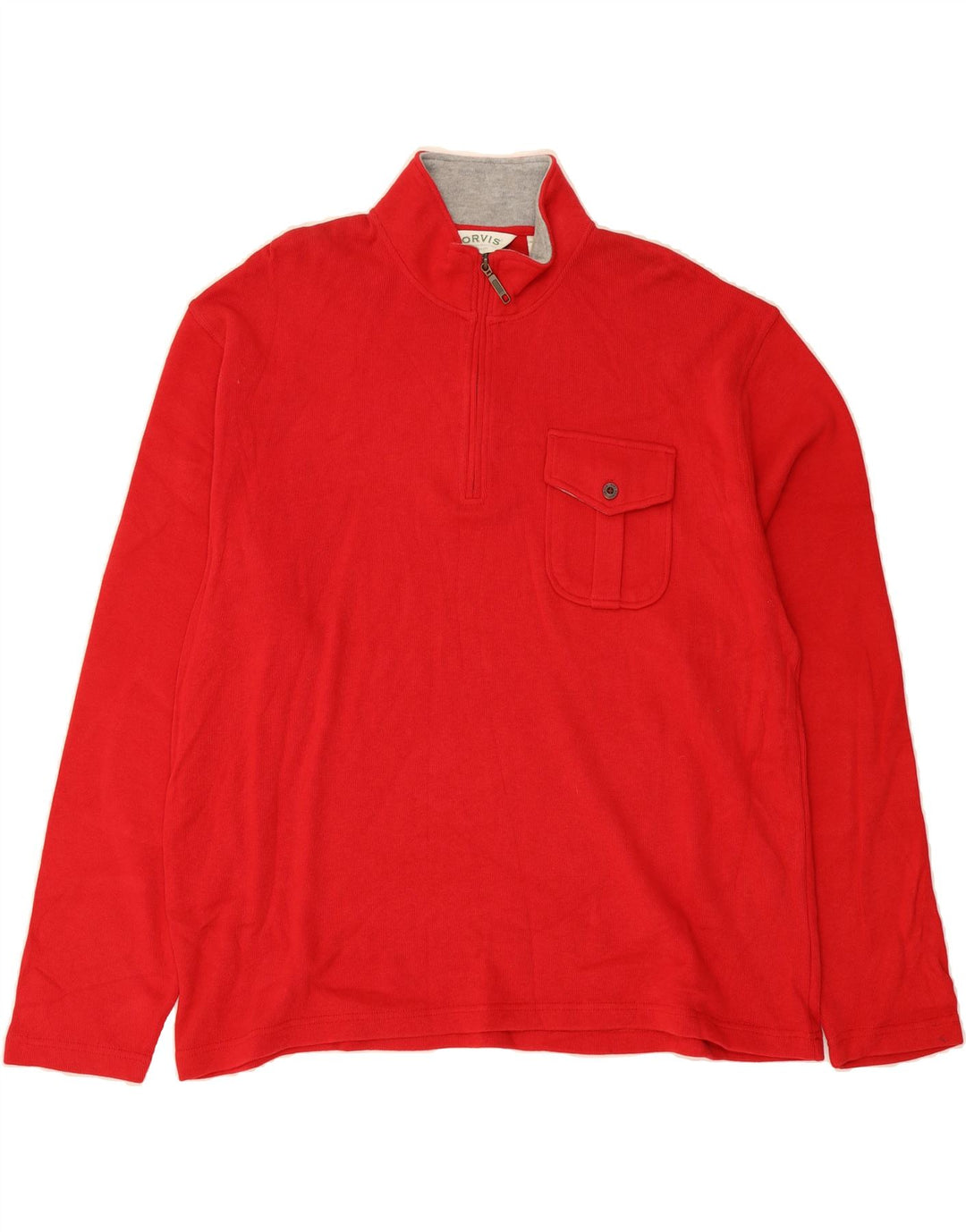 ORVIS Mens Zip Neck Sweatshirt Jumper XL Red Cotton Vintage Orvis and Second-Hand Orvis from Messina Hembry 
