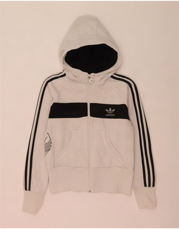 Adidas Damen Graphic Zip Hoodie Pullover IT 44 Mittelweiß Farbblock