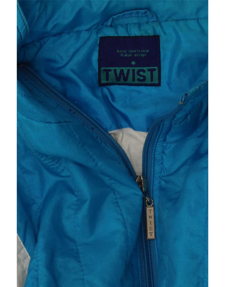 Vintage Herren-Trainingsanzug-Top-Jacke, klein, blau, Farbblock