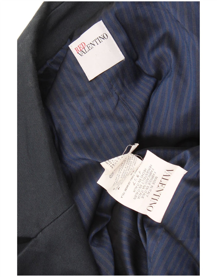 Red Valentino Damen-Blazer mit 1 Knopf, UK 12, mittelmarineblaue Baumwolle
