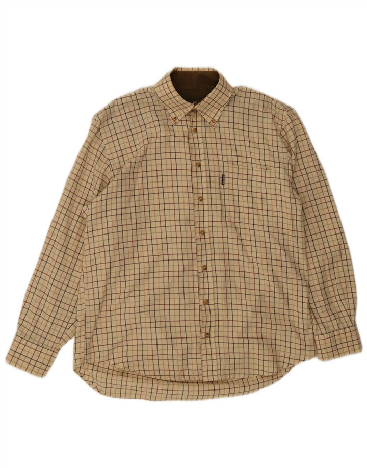 Barbour Herren-Flanellhemd, groß, beige, kariert, Baumwolle