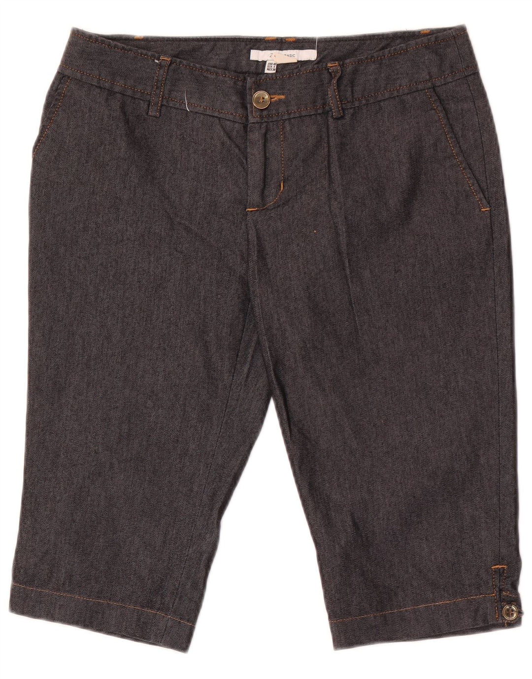 Zara Damen Bermuda Chino Shorts EU 40 Medium W30 Schwarze Baumwolle