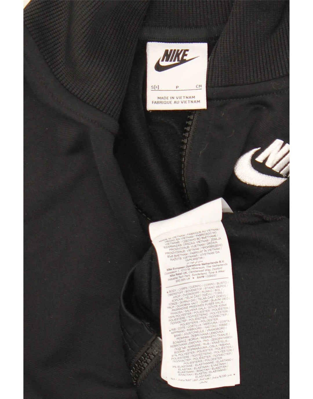 Nike Damen Crop Trainingsanzug Top Jacke UK 10 Small Schwarz Polyester