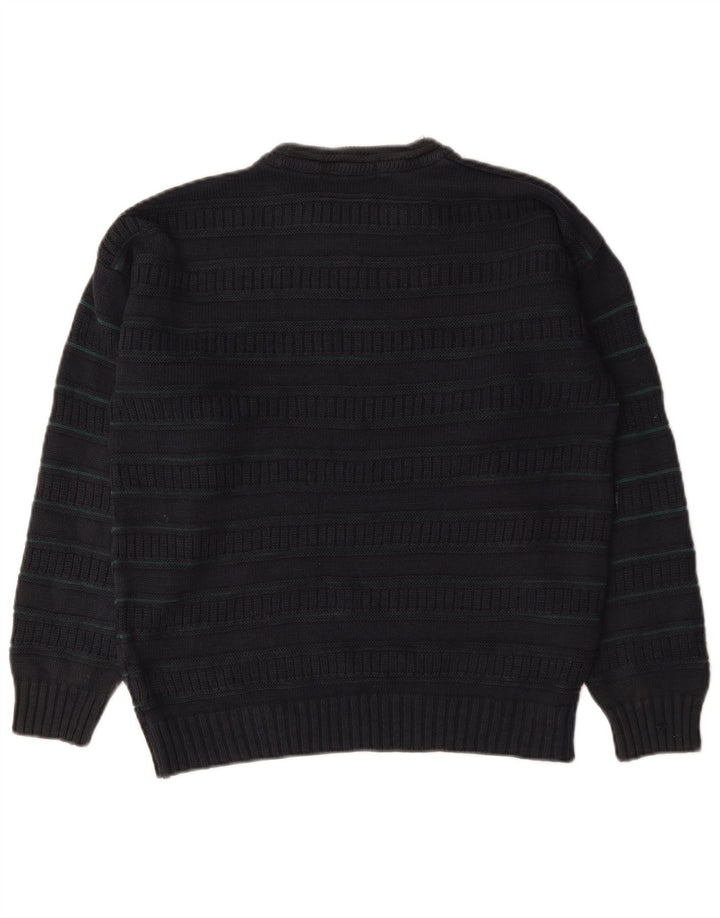 Marks & Spencer Herren-Pullover mit Rundhalsausschnitt, Mittelschwarz, gestreift, Acryl
