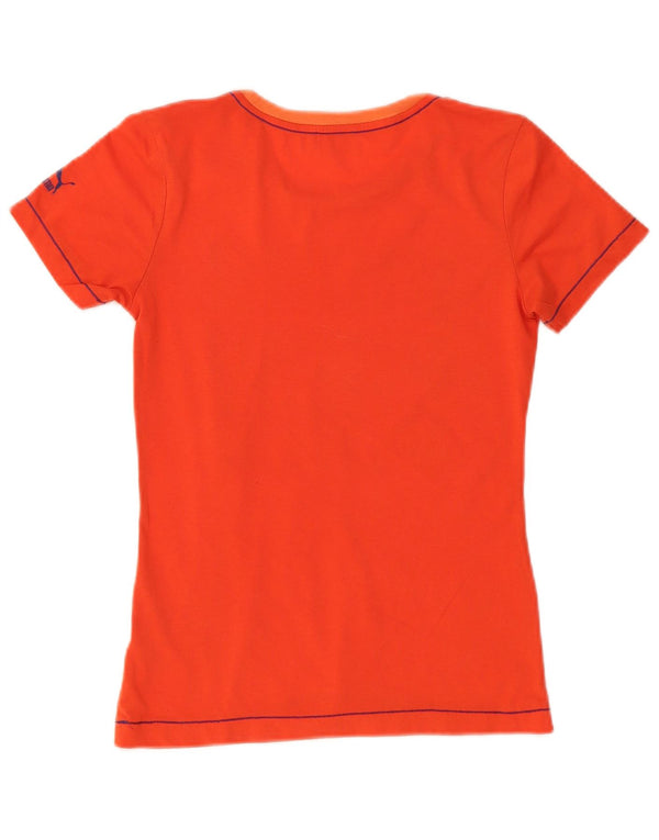 Puma Damen Grafik T-Shirt Top UK 10 Small Orange