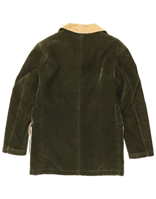 Vintage Herren Sherpa Fleece Mantel UK 38 Mittelgrün Farbblock