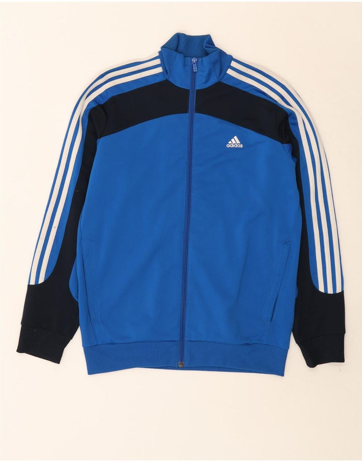 Adidas Jungen Grafik-Trainingsanzug-Top-Jacke, 13–14 Jahre, blaues Farbblockdesign