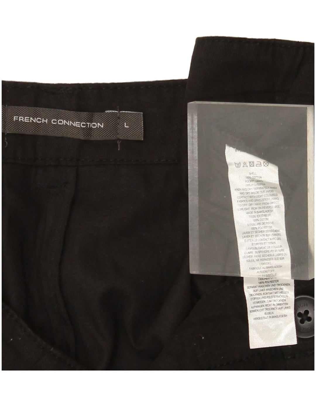 French Connection Herren-Cargoshorts, Größe L, W36, schwarze Baumwolle