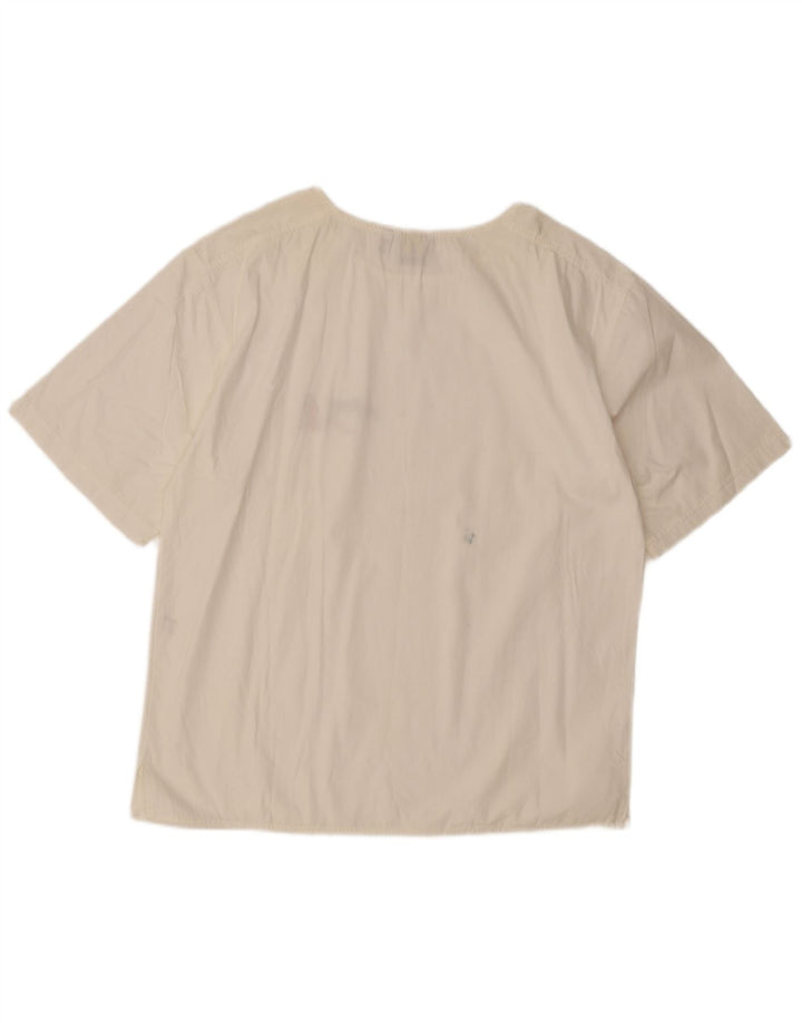 Enrico Coveri Damen-Oversize-Blusenoberteil, UK-Größe 10, Größe S, weiße Baumwolle