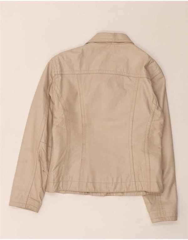 Vintage Damen Lederjacke UK 14 Medium Beige