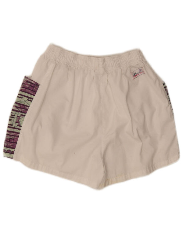 Ellesse Womens Graphic Sport Shorts UK 4 XS Weiß gestreiftes Polyester