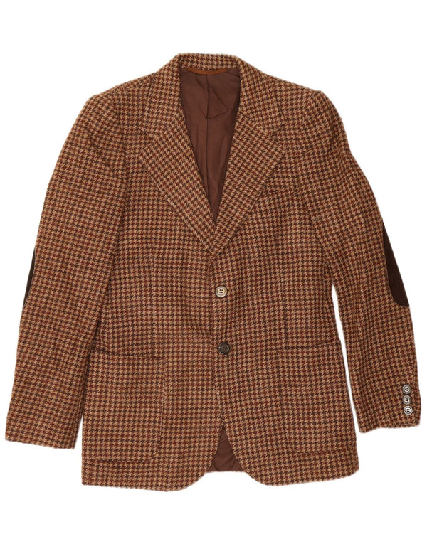 Kemitch Mens 2 Button Blazer Jacket EU 46 Small Brown Houndstooth