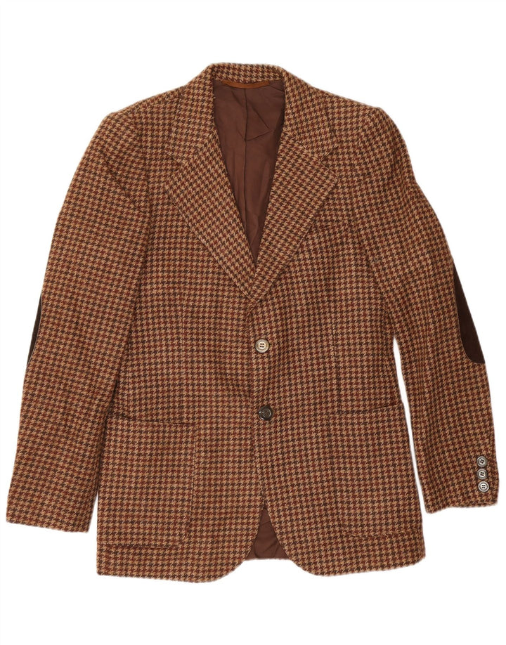 Kemitch Herren-Blazer mit 2 Knöpfen, EU 46, kleiner brauner Hahnentrittmuster
