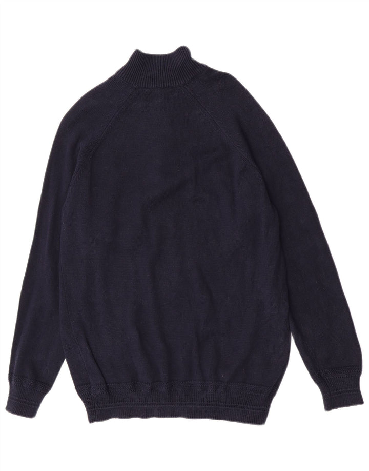 Marks & Spencer Herren-Pullover mit Knopfkragen, Mittelblau