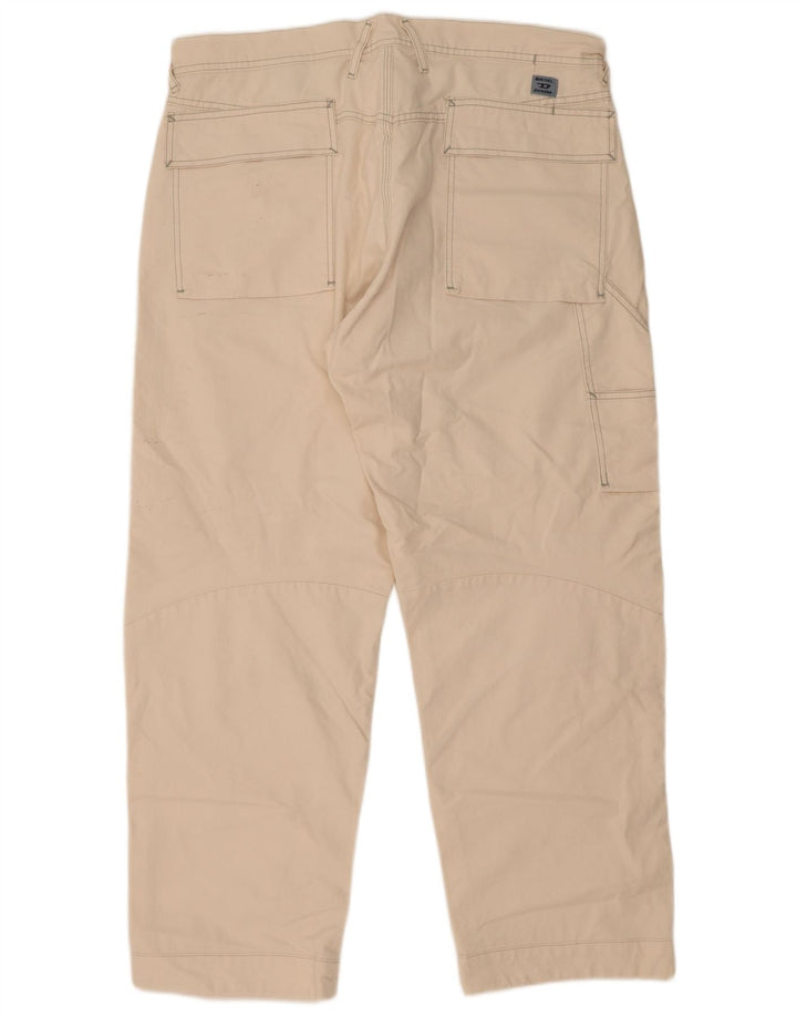 Gerade Herren-Cargohose von Diesel, W38, L31, cremefarbene Baumwolle