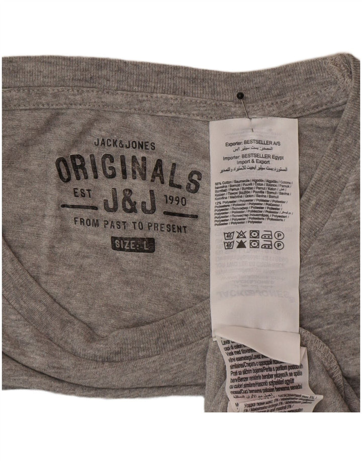 Jack & Jones Herren-T-Shirt mit Grafik, Größe L, Grau, Baumwolle