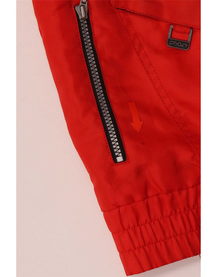 Spyder Jungen-Skijacke mit Kapuze, 11–12 Jahre, rotes Farbblock-Polyester