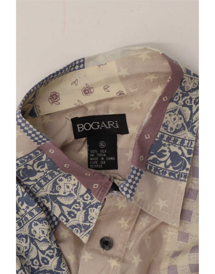 Bogari Herren-Kurzarmhemd XL, mehrfarbig, Patchwork-Seide