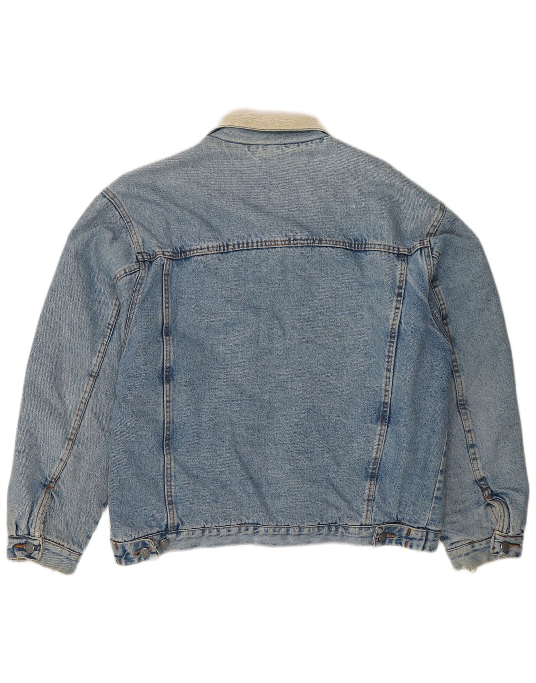 VINTAGE Herren Denim Sherpa Jacke UK 41 XL Blaue Baumwolle