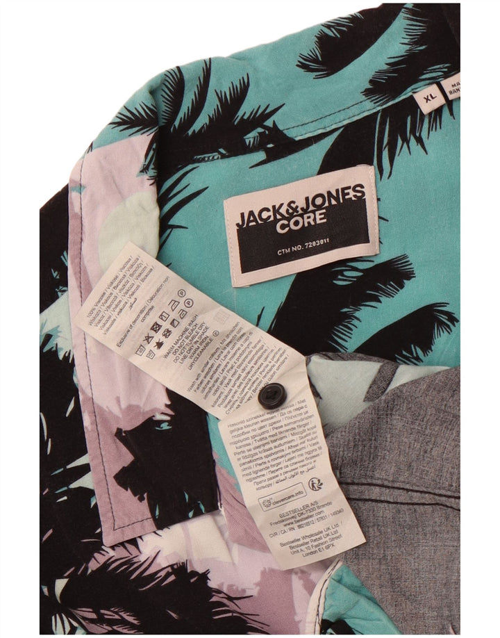 Jack & Jones Herren-Kurzarmhemd XL, mehrfarbig, Blumenmuster, hawaiianisch