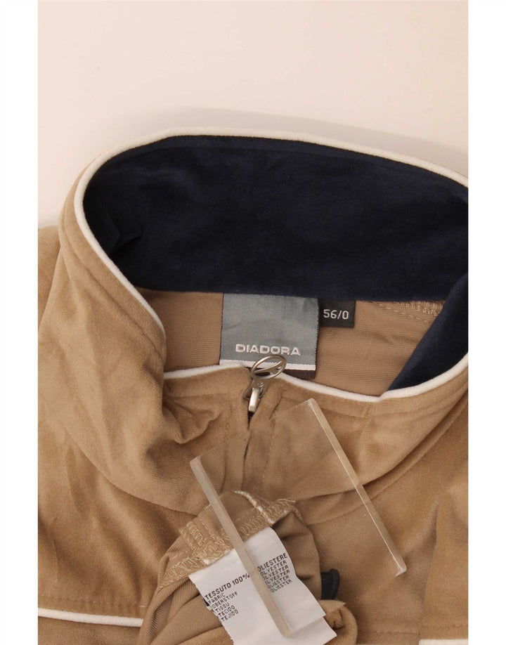 Diadora Herren Velours-Trainingsanzug-Oberteiljacke IT 56 2XL Beige Polyester