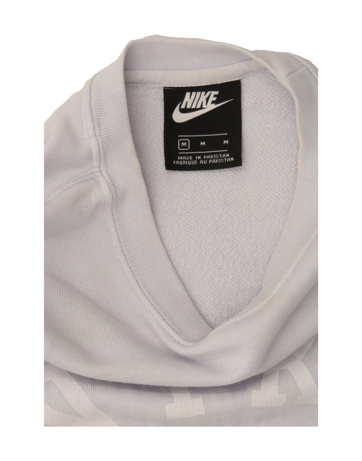 NIKE Mens Graphic Sweatshirt Jumper Medium Blue Vintage Nike and Second-Hand Nike from Messina Hembry 