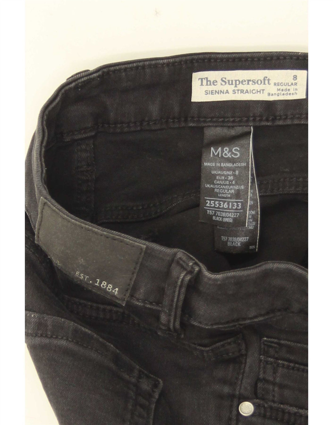 Marks & Spencer Damen Sienna Straight Jeans UK 8 Small W25 L30 Schwarz