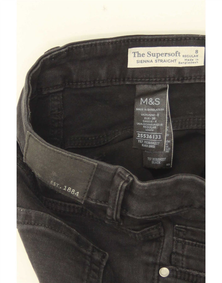 Marks & Spencer Damen Sienna Straight Jeans UK 8 Small W25 L30 Schwarz