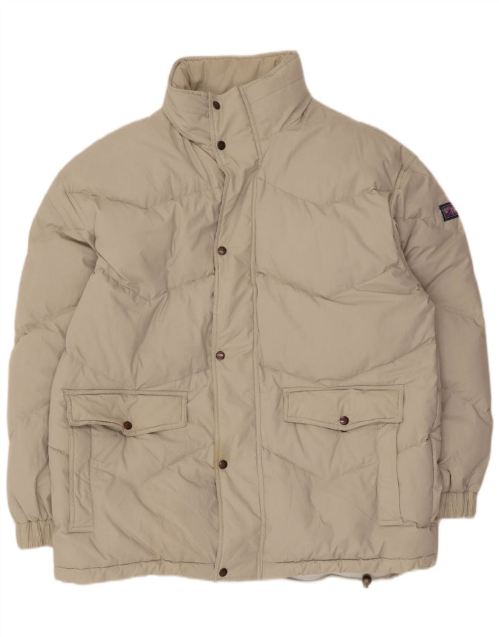 Vintage Herren Kapuzenjacke gepolstert UK 42 XL Beige Polyester
