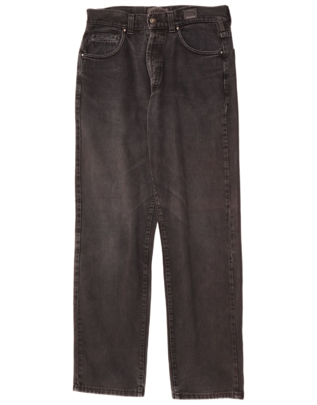 VERSACE Herren Straight Jeans W34 L31 Graue Baumwolle