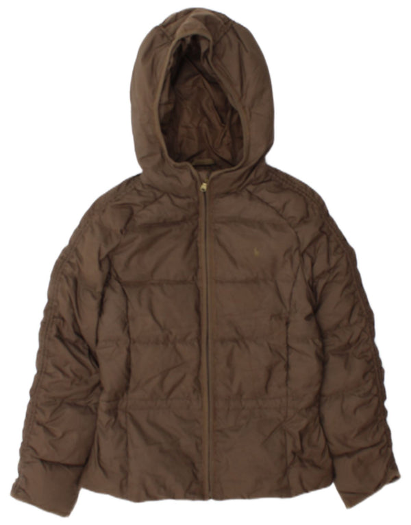 Ralph Lauren Girls Hooded Padded Jacket 15-16 Years XL Brown Polyester