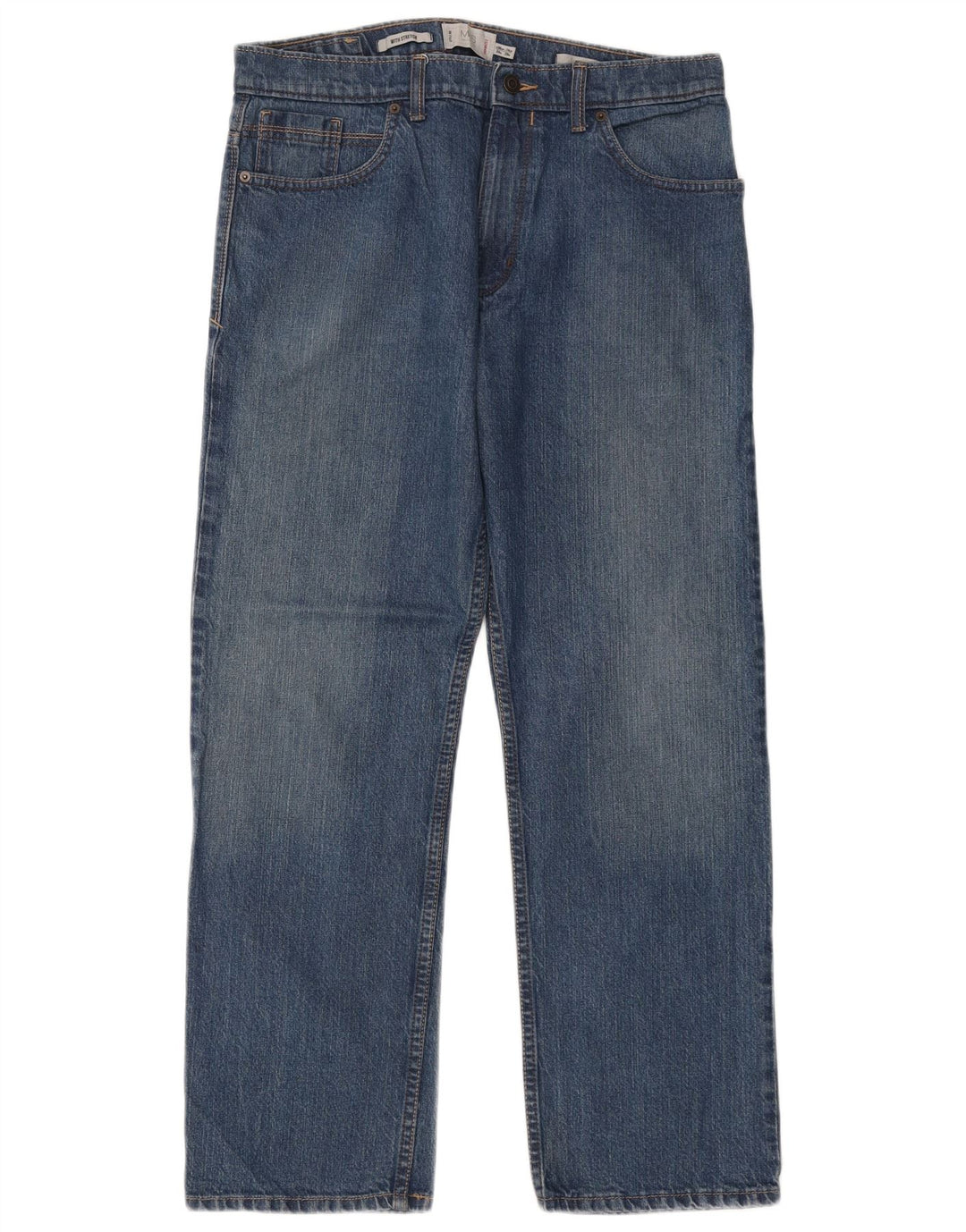 Marks & Spencer Herren Straight Jeans W34 L29 Blaue Baumwolle