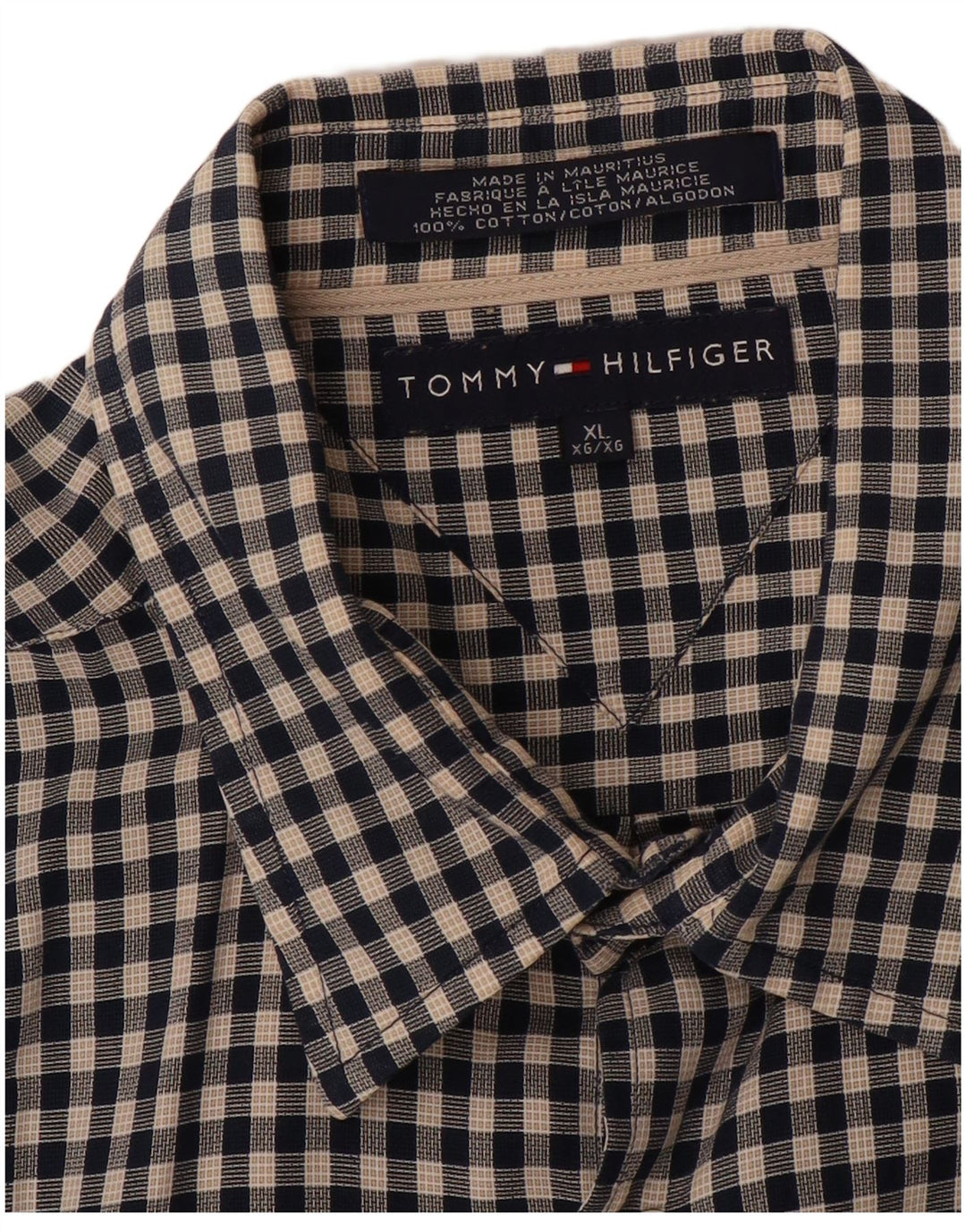 TOMMY HILFIGER Herrenhemd XL schwarz kariert Baumwolle