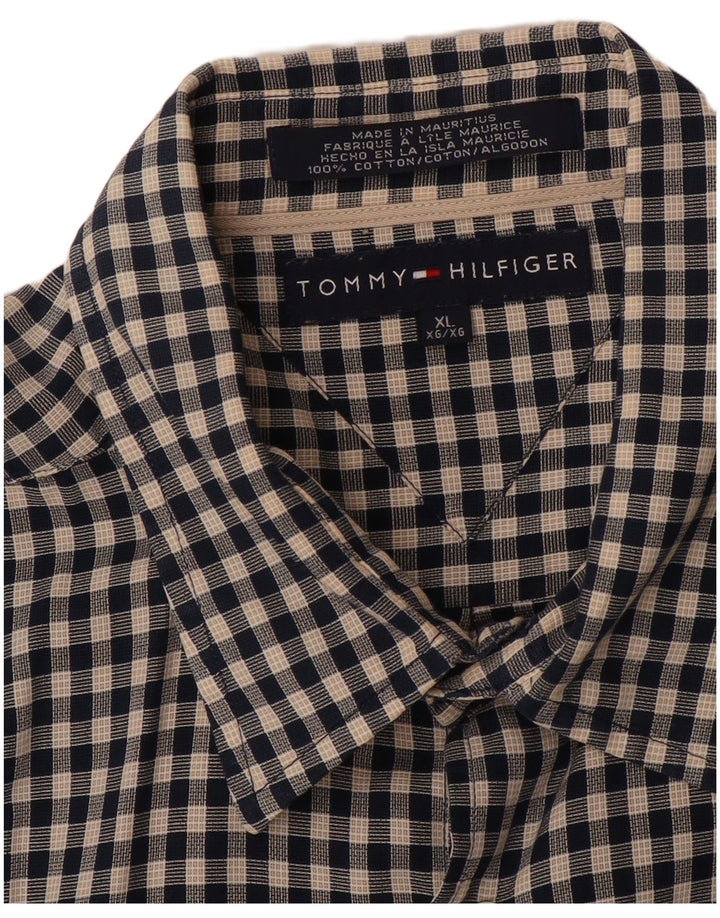 TOMMY HILFIGER Herrenhemd XL schwarz kariert Baumwolle